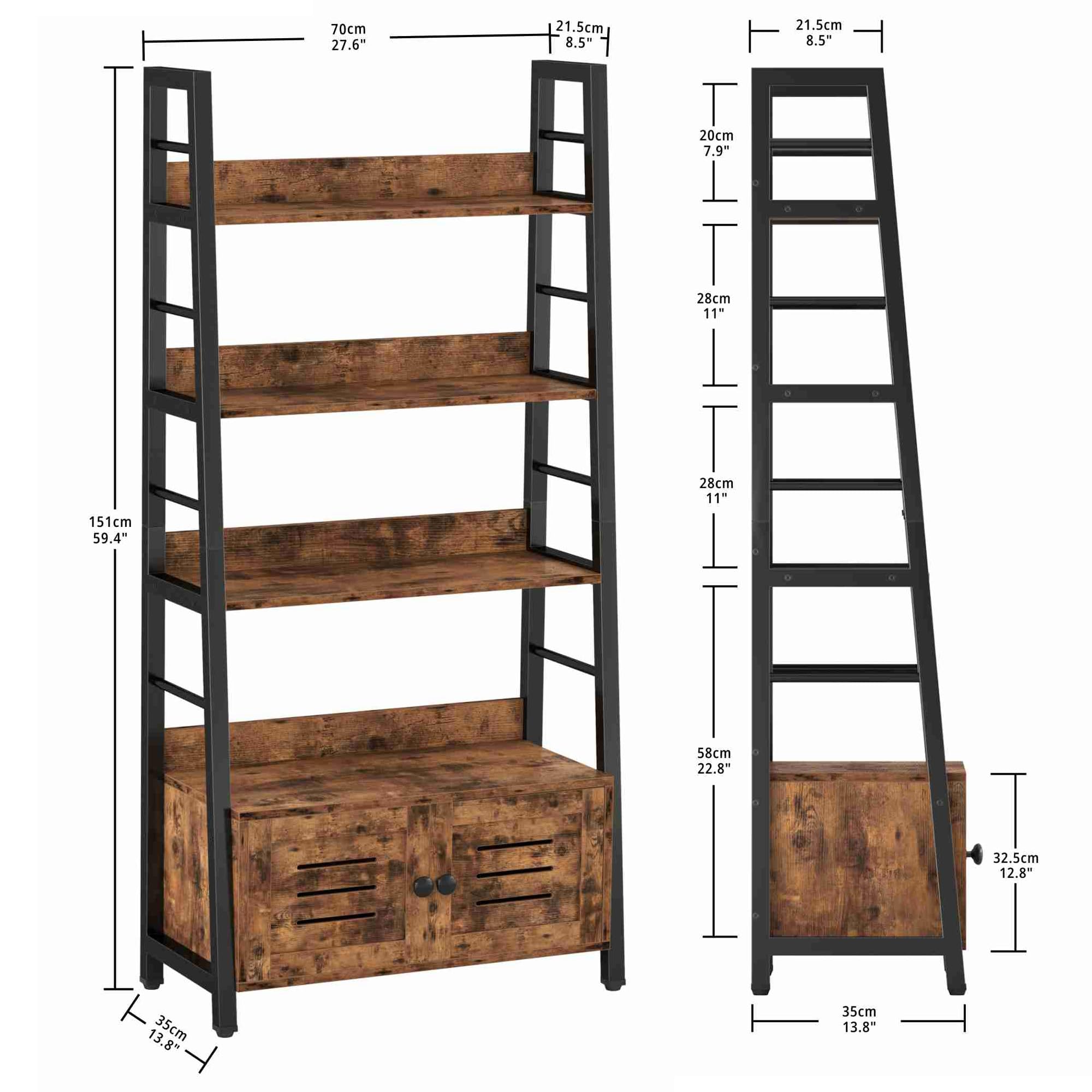 Amazon.com: IRONCK Bookshelf with Louvered Doors, 3-Tier Ladder