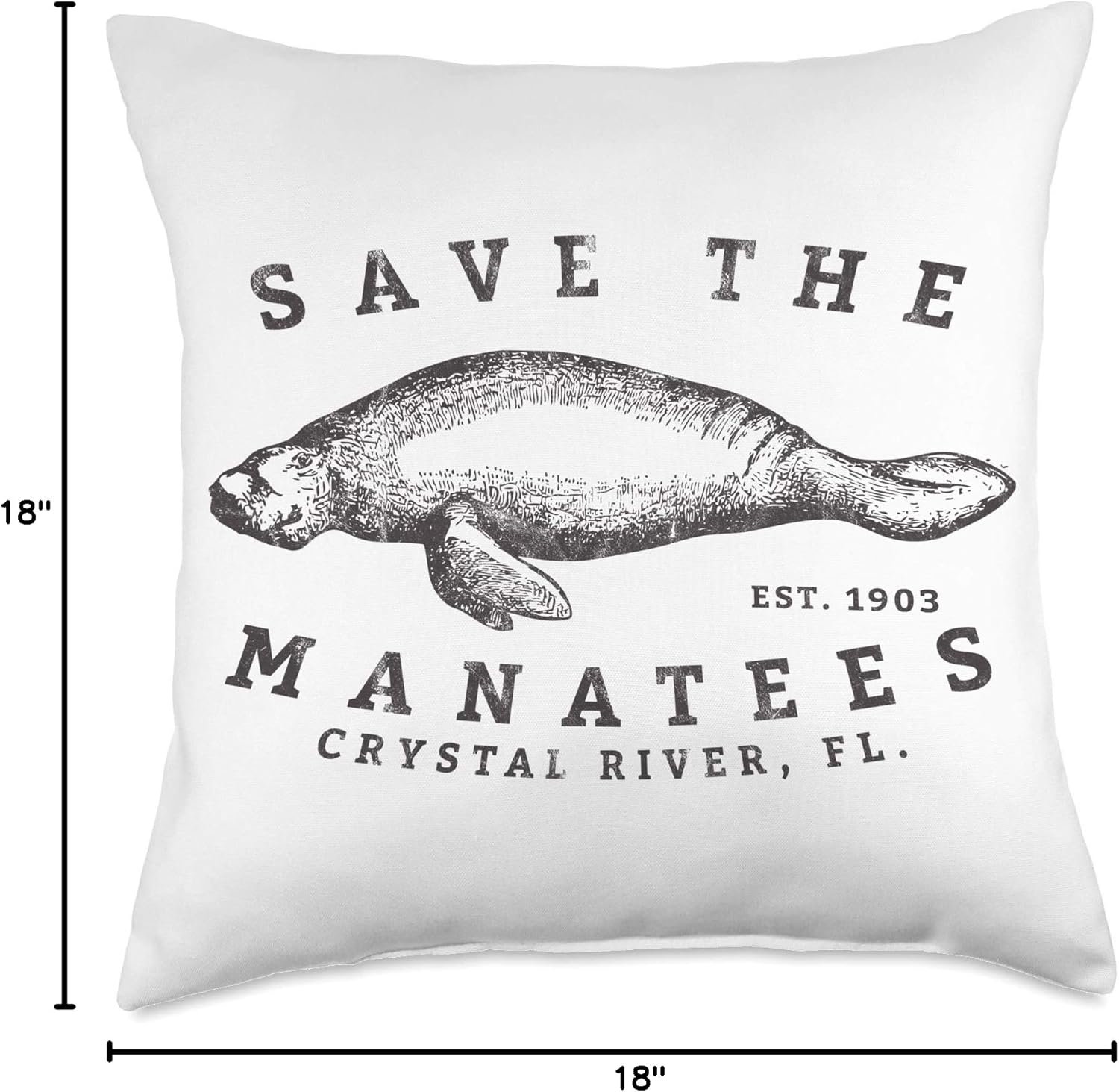 Save the Manatee Crystal River FL Gift The Manatee Throw Pillow