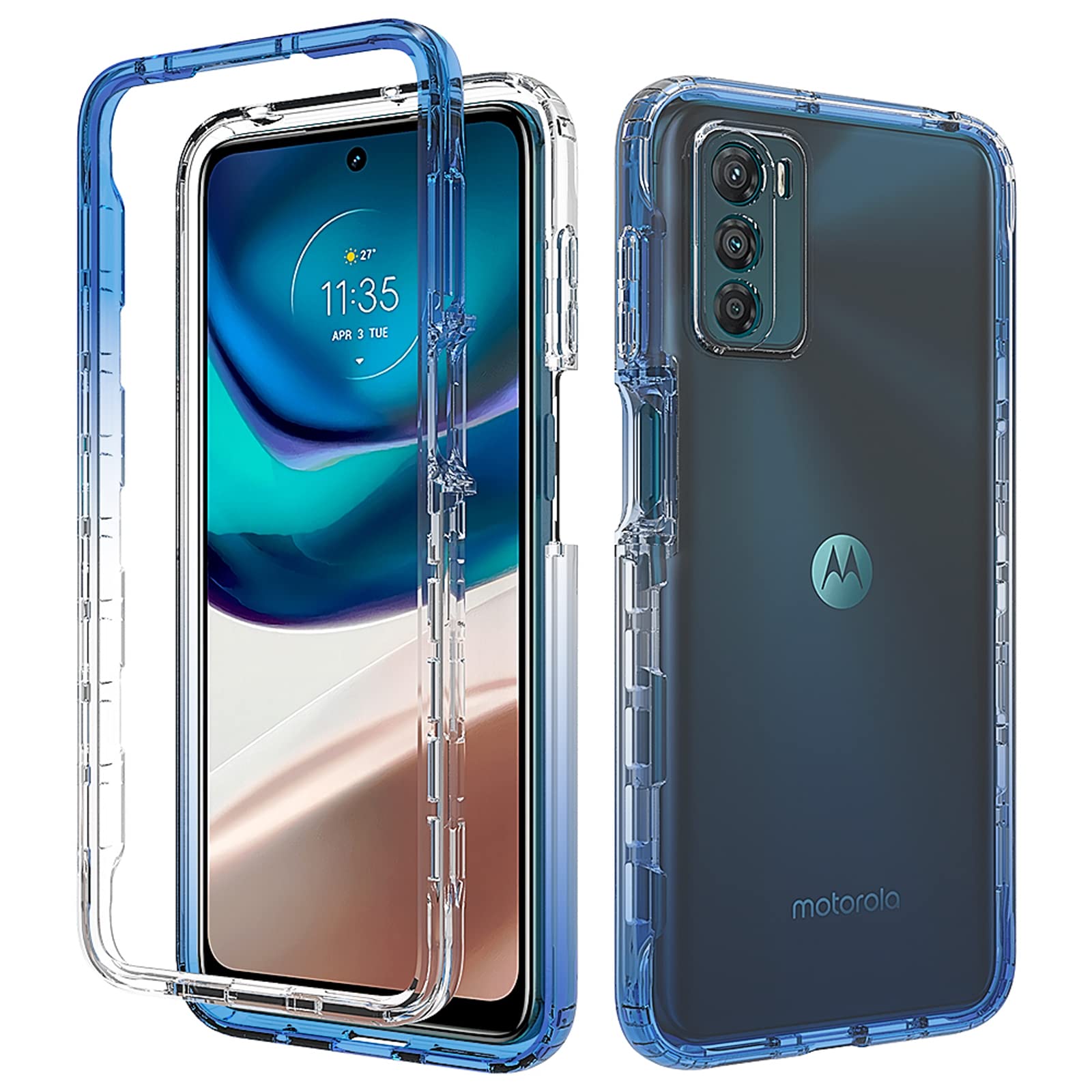 WBWONE Cover per Motorola Moto G42, Anti-Graffio Antiurto Custodia in Morbida Silicone TPU Protettiva Case con Fodera in Tessuto - Blu