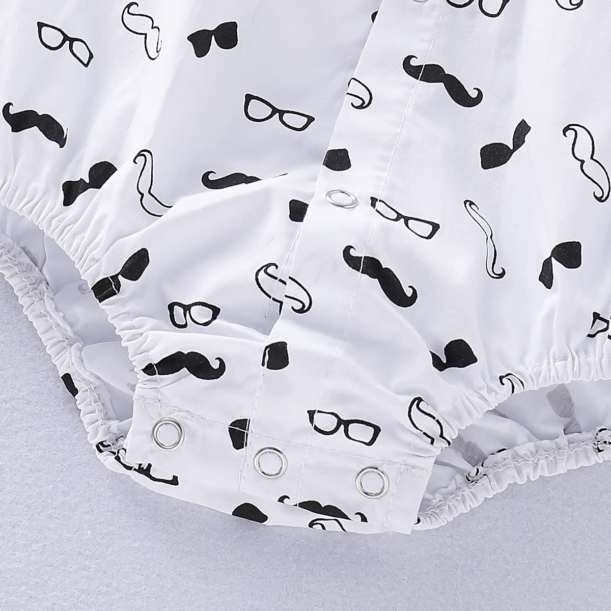 Verve Jelly Baby Boy Summer Clothes Gentleman Outfit Neonato Baffi Stampa pagliaccetto Camicia a maniche corte + Bretelle + Papillon 3 pezzi Set