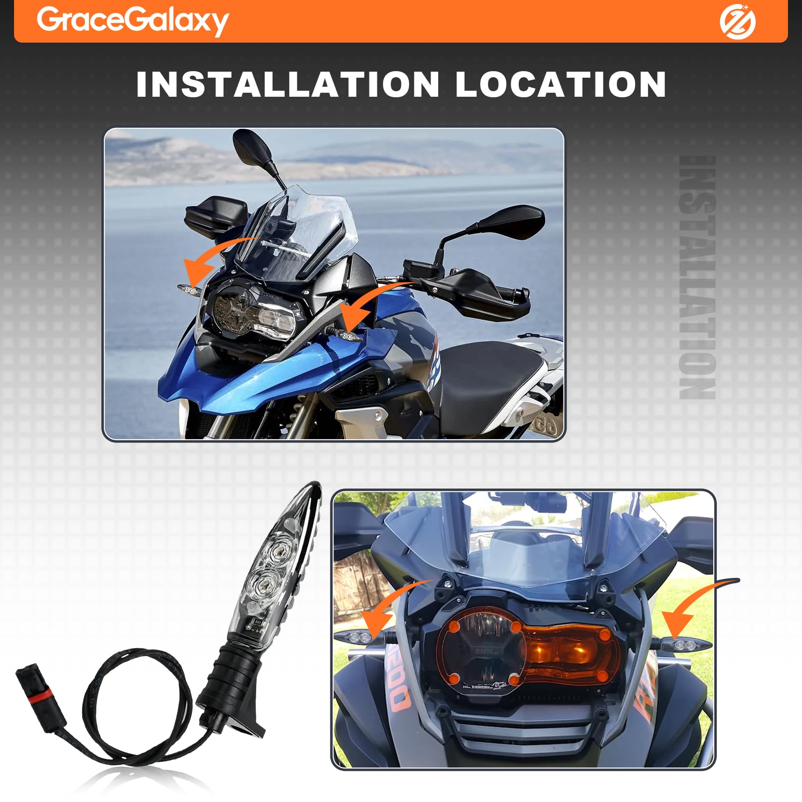 GRACEGALAXY 2 pezzi Lndicatori Luminosi Frecce Moto per R1200GS ADV F650GS R1200R S1000R S1000RR F800GS K1300S 63138522499