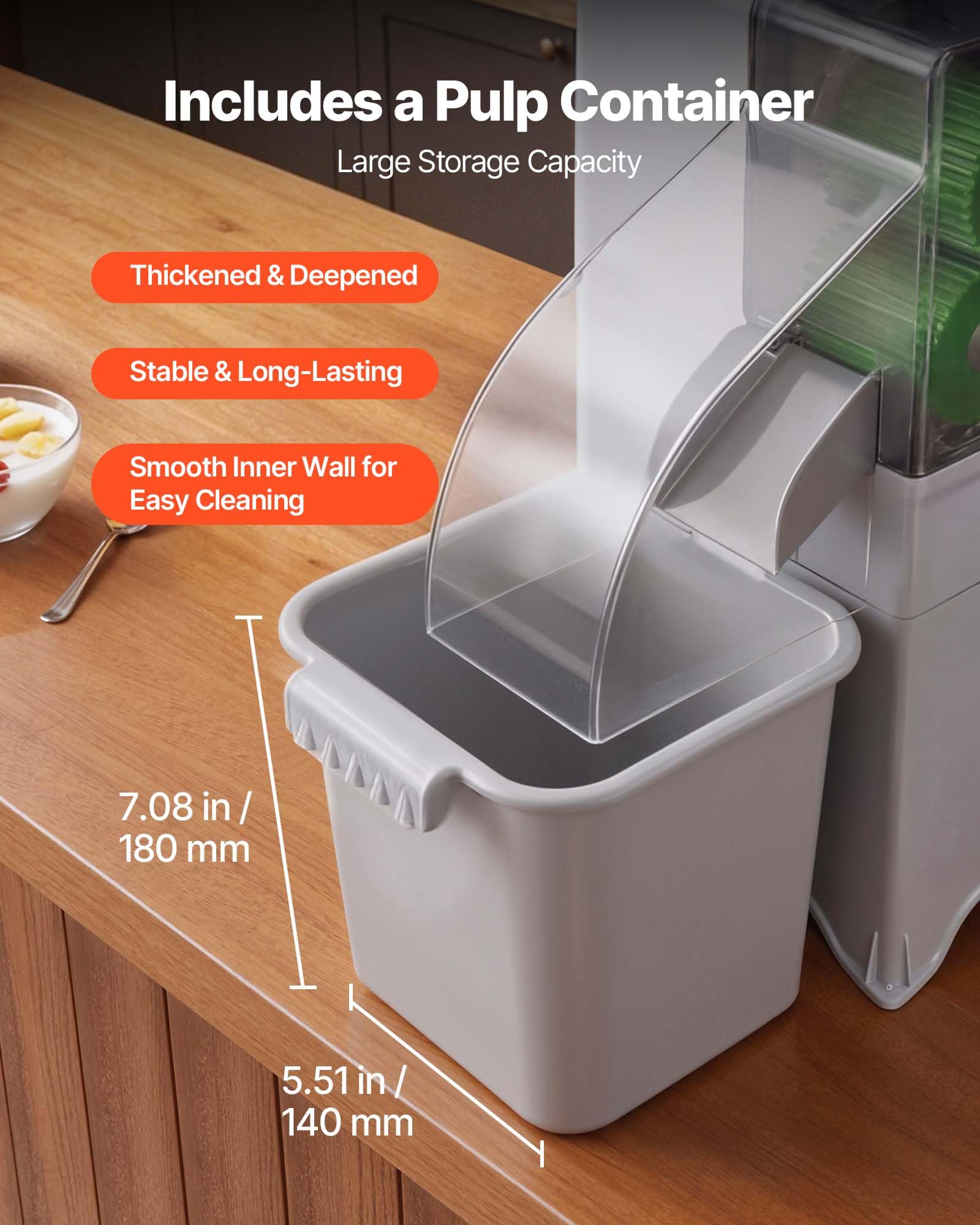 VEVOR Máquina Exprimidora de Naranjas Comercial 100 W de Acero Inoxidable, Con Tapa de policarbonato, Con Recipiente y Cesta de Fruta, 60 y 80 kg de Cítricos por Hora, Para Limones, Frutas Cítricas