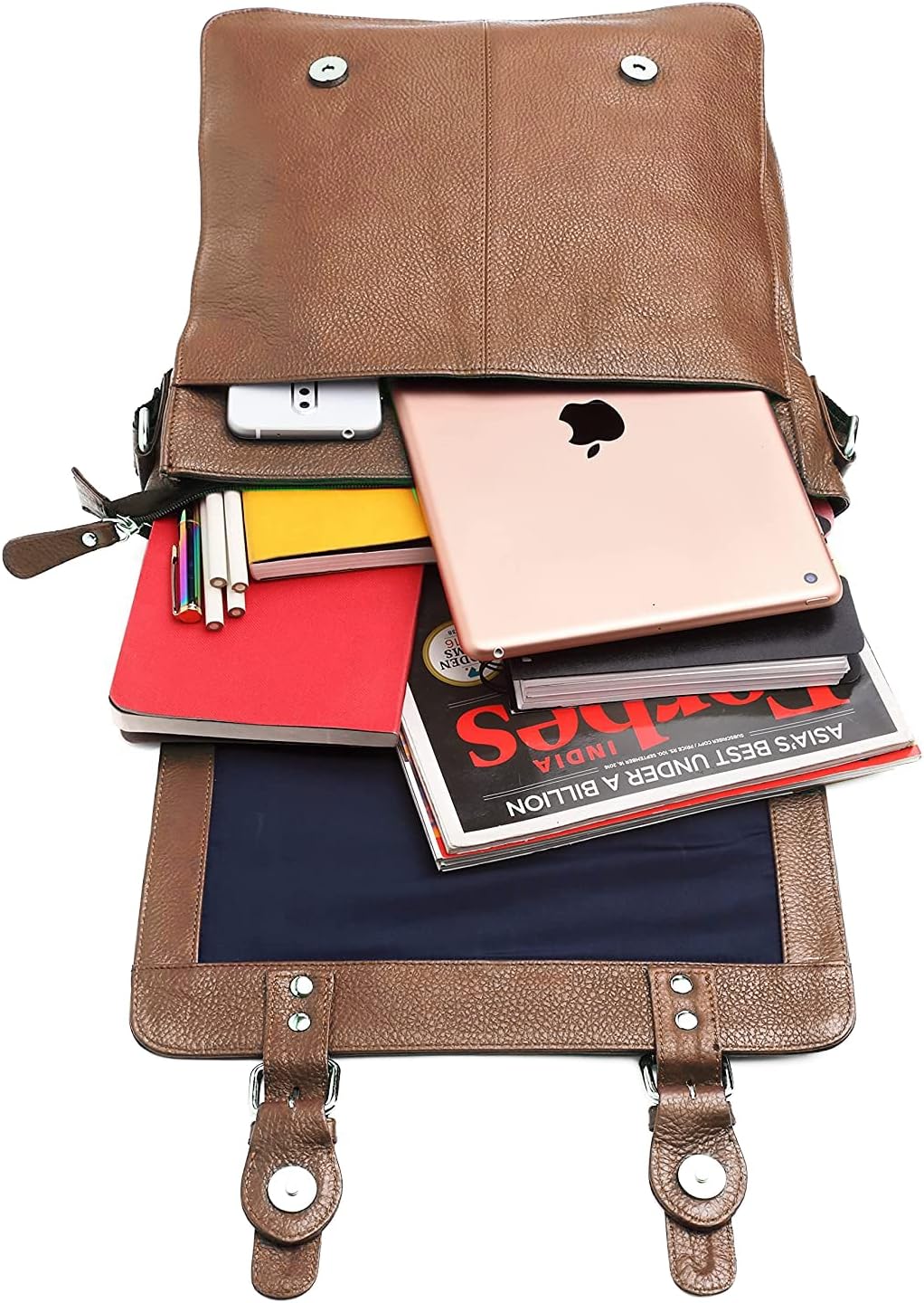 WILDHORN® Original Leather 11.5 inch Messenger Bag for Men I Multipurpose Bag I Office Bag I Travel Bag with Adjustable Strap, WALNUT, M