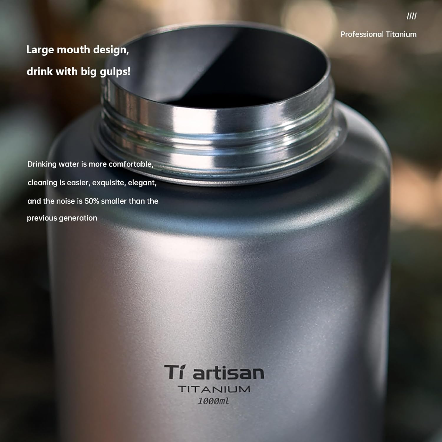 Titanium Water Bottle Sport Bottle 1000ml 34oz/700ml Ultralight Leakproof for Outdoor Camping Hiking (1000ml(33.82fl oz))