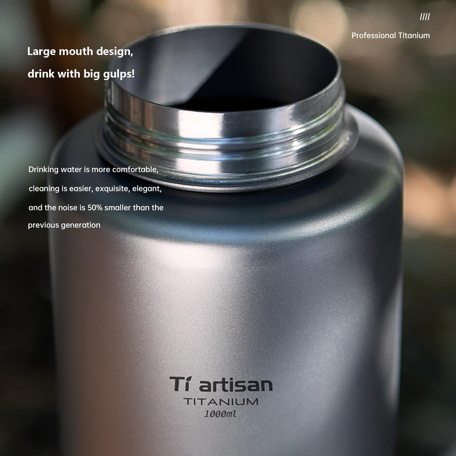 Ti artisan Butelka sportowa z tytanu na wodę 1000 ml 34 uncje/700 ml Ultralekka, szczelna do biwakowania na zewnątrz i wędrówek (1000 ml (33,82 uncje płynu))