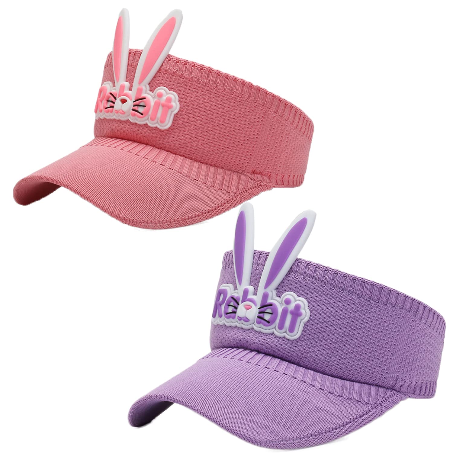 2 Pack Sun Visors Hat for Girls, Kids UPF 50+ Baby Girls Sun Hat UV Protection Beach Summer Hat, Adjustable Sports Cap Baseball Running Tennis Hats