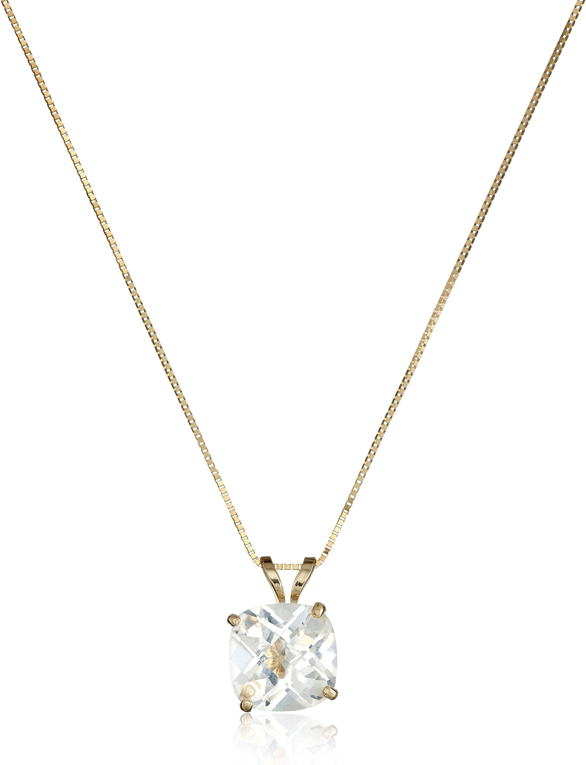 14k Gold Cushion Checkerboard Pendant Necklace (8mm)