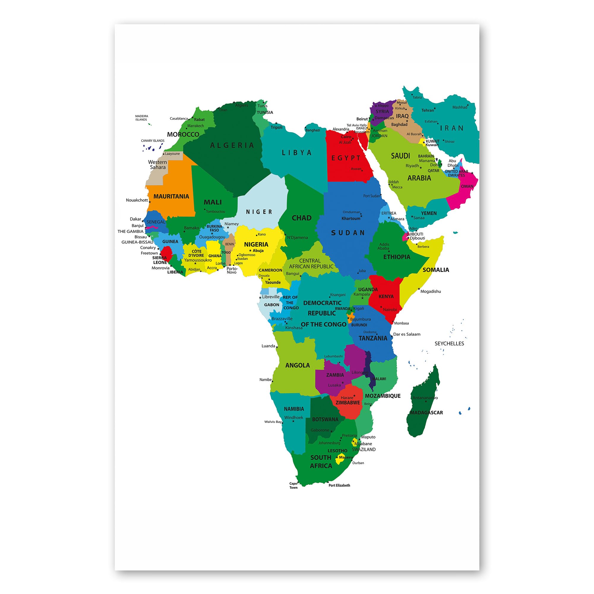 Postereck - 0936 - Political Map, Africa, Middle East, Countries, Continent – Wall Art, Educational Print, Classroom Decor - 30 x 20 in