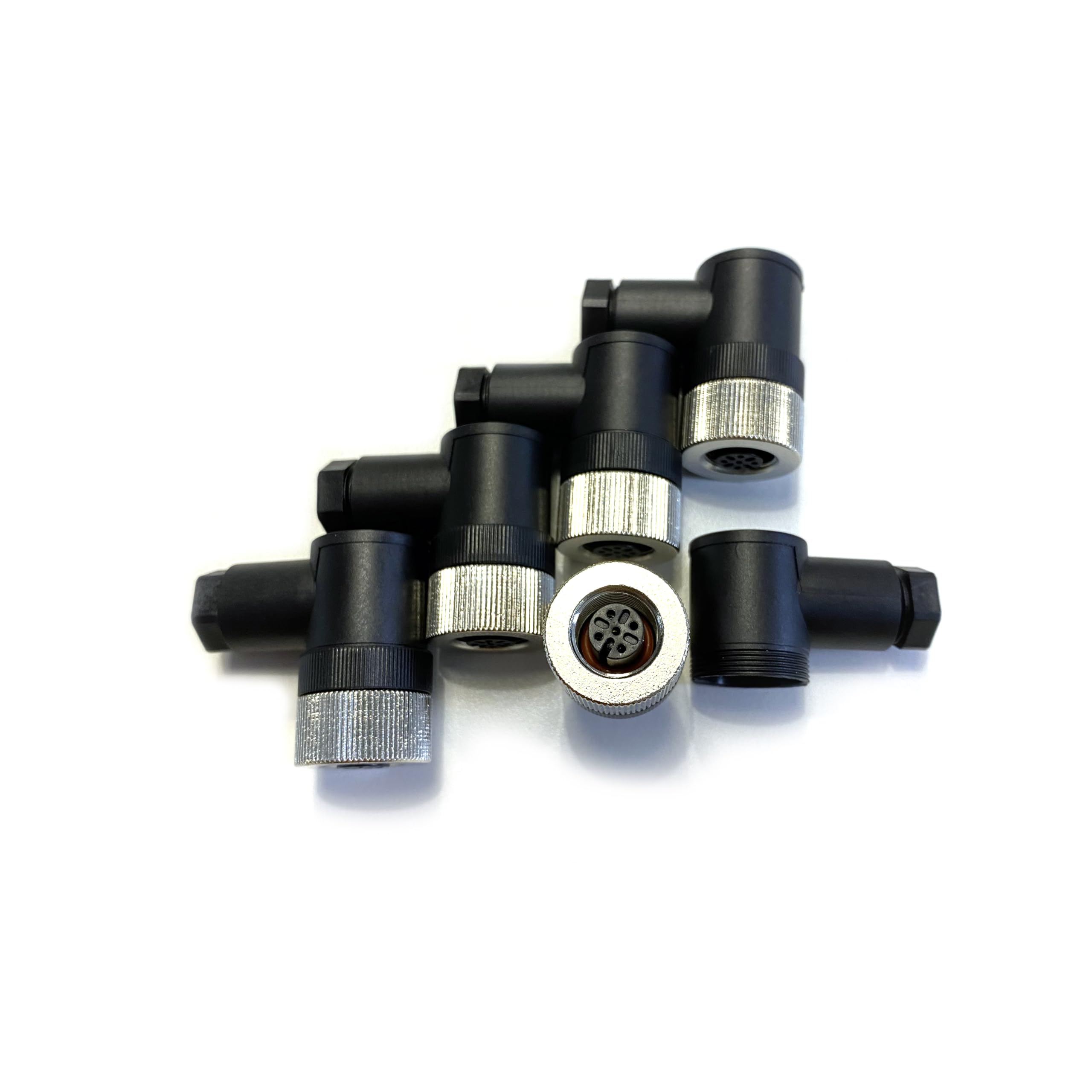 5 pièces de connecteurs M12 5 pôles, A codés 90 degrés ronds 5 broches installables sur site avec connexion à vis 12 mm, connecteurs femelles aviation IP67 étanches, connecteurs circulaires