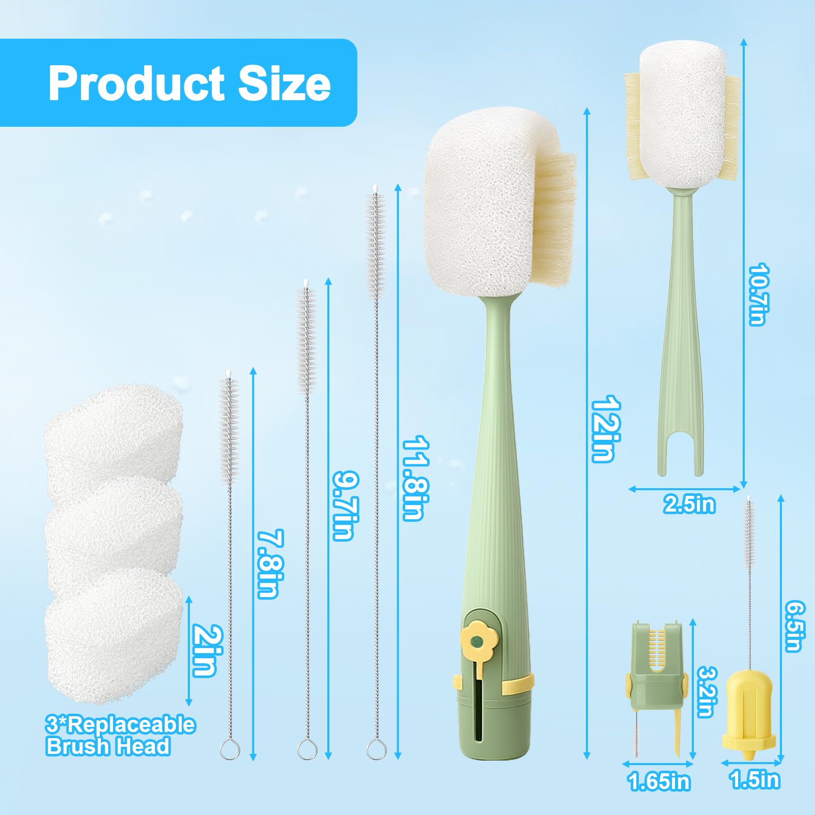 XANGNIER 5-in-1-Flaschenreinigungsbürsten-Set, multifunktionale Wasserflaschenbürste und Strohhalm-Reinigungsbürste, Reinigungswerkzeug-Set für Owala/Stanley/Yeti/einfaches, modernes Becherzubehör