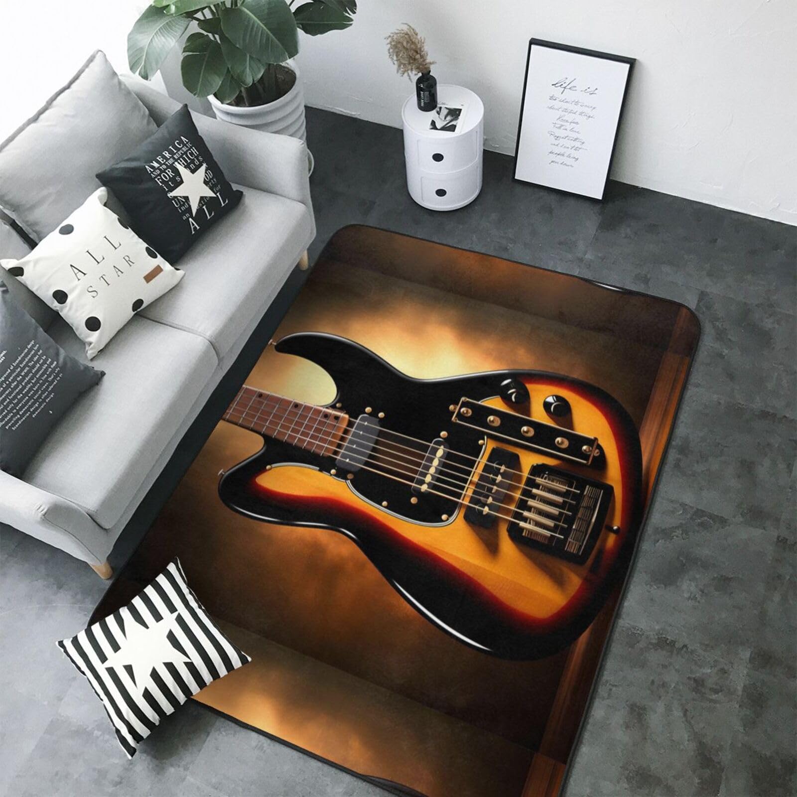 Instrumental-Gitarren-Gesichtstuch, rutschfest, saugfähig, 203 x 148 cm, für Heimdekoration, Einweihungsgeschenk, Geschenk