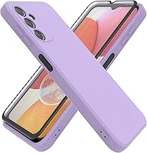 Cover Compatible with Samsung Galaxy A14 4G / 5G (6.6 Inches) and Tempered Glass, Case Samsung Galaxy A14 4G / 5G Soft Liquid Silicone TPU Protective Ultra Slim Case - Purple