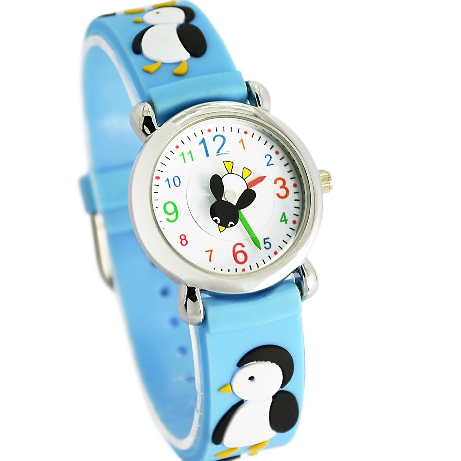 Jewtme Cute Toddler Children Kids Watches Ages 3-8 Analog Time Teacher 3D Silicone Band Cartoon Watch for Little Girls Boys