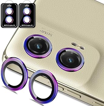 Zeking [2 Pack for Moto G Stylus 5G 2024 Camera Lens Protector, 9H Tempered Glass Camera Cover Screen Protector Metal Individual Ring [Installation Tray Alignment Kit]Color
