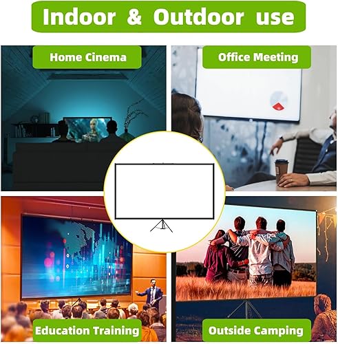 Miniatura 8 de Pantalla de proyección portátil con soporte de trípode de un solo soporte, pantalla de cine para interiores y exteriores, pantalla de fondo de cine