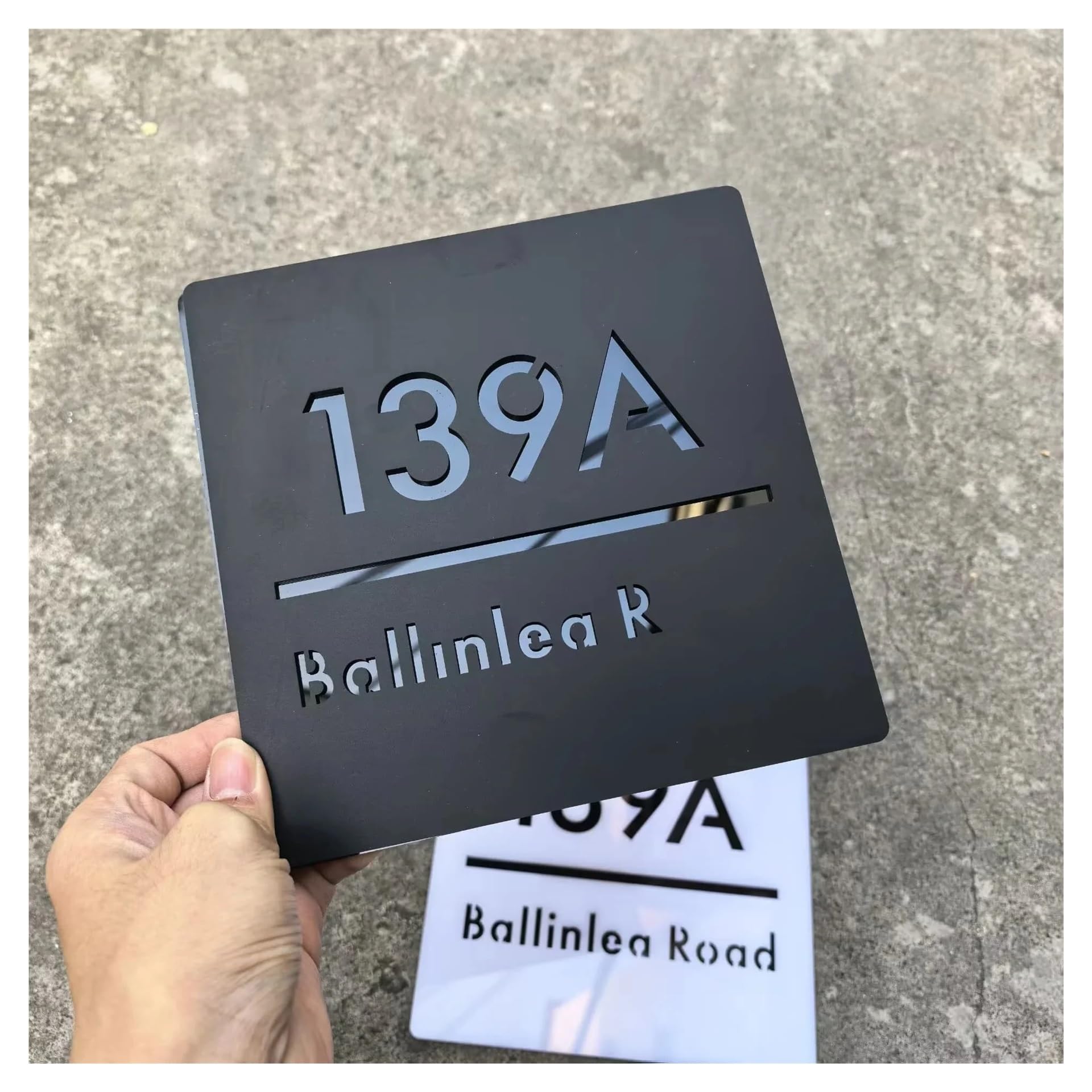Panneau De Numéro Maison En Acrylique 3D, Plaque D'adresse Extérieure Moderne, Décoration Porte Et Murale Étanche for L'extérieur La, 1 Pièce(Gray and black,30cmx30cm)