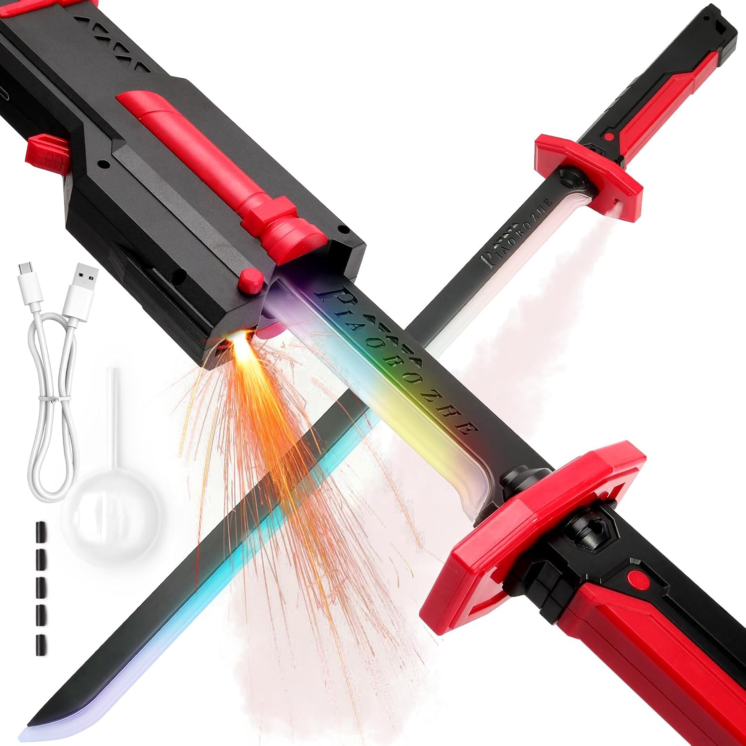 Cyberpunk Spark Sword Toys- 31.5inch 8 Colors RGB LED Light, Mist Spray, Cool Spark, Smart Hit Sound Interaction - Image 9