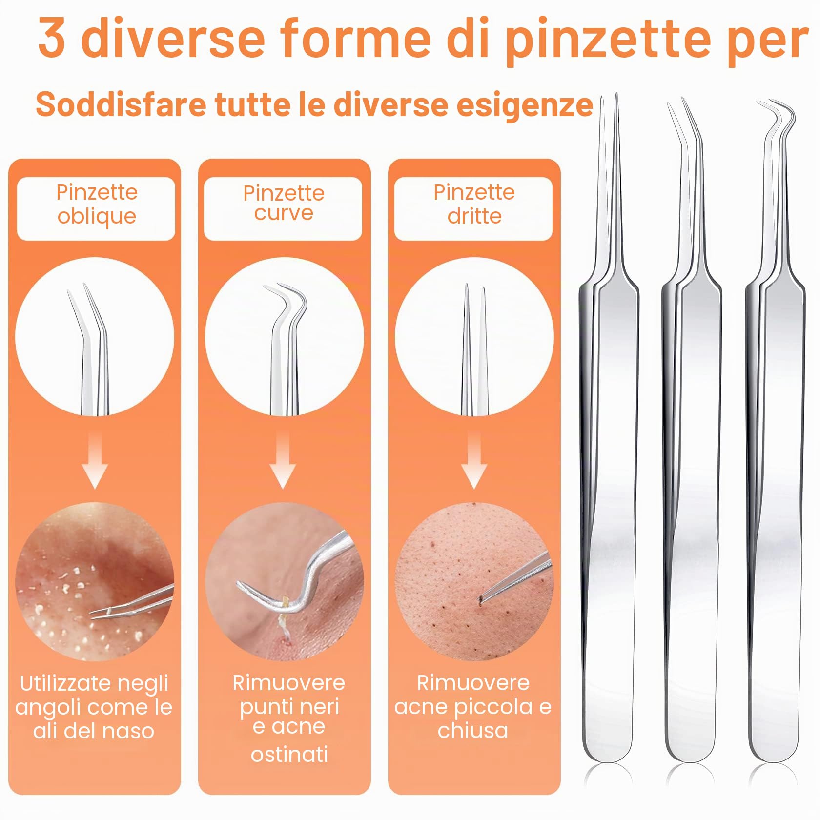 Kit di Strumenti per la Rimozione dei Punti Neri [15 Pezzi], IUMAKEVP Estrattori per Brufoli Professionale in Acciaio Inossidabile per il Trattamento e la Togli di Comedoni e Acne sul Viso (Argento)