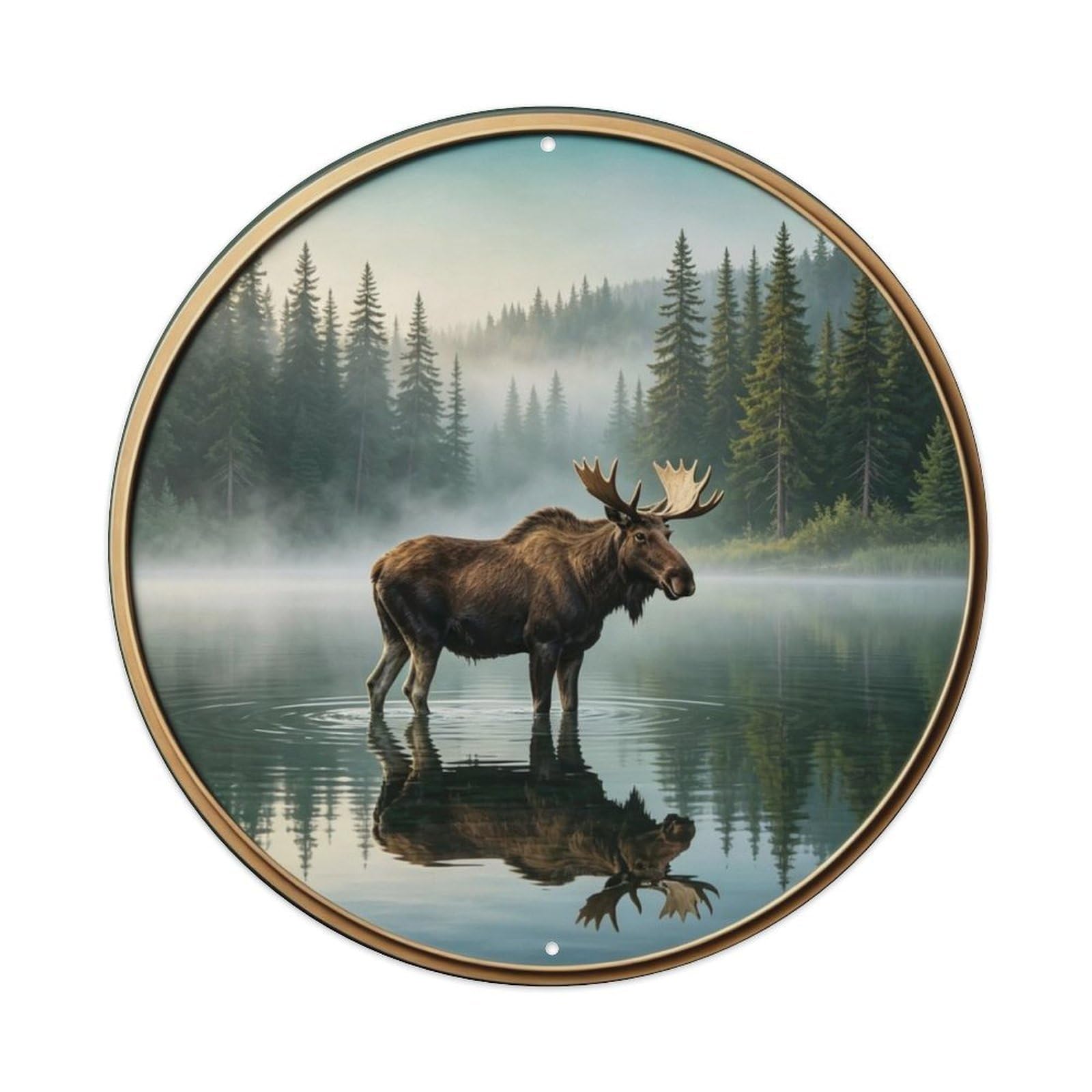 Wild Alaska Moose Lake Metal Tin Sign Plaque