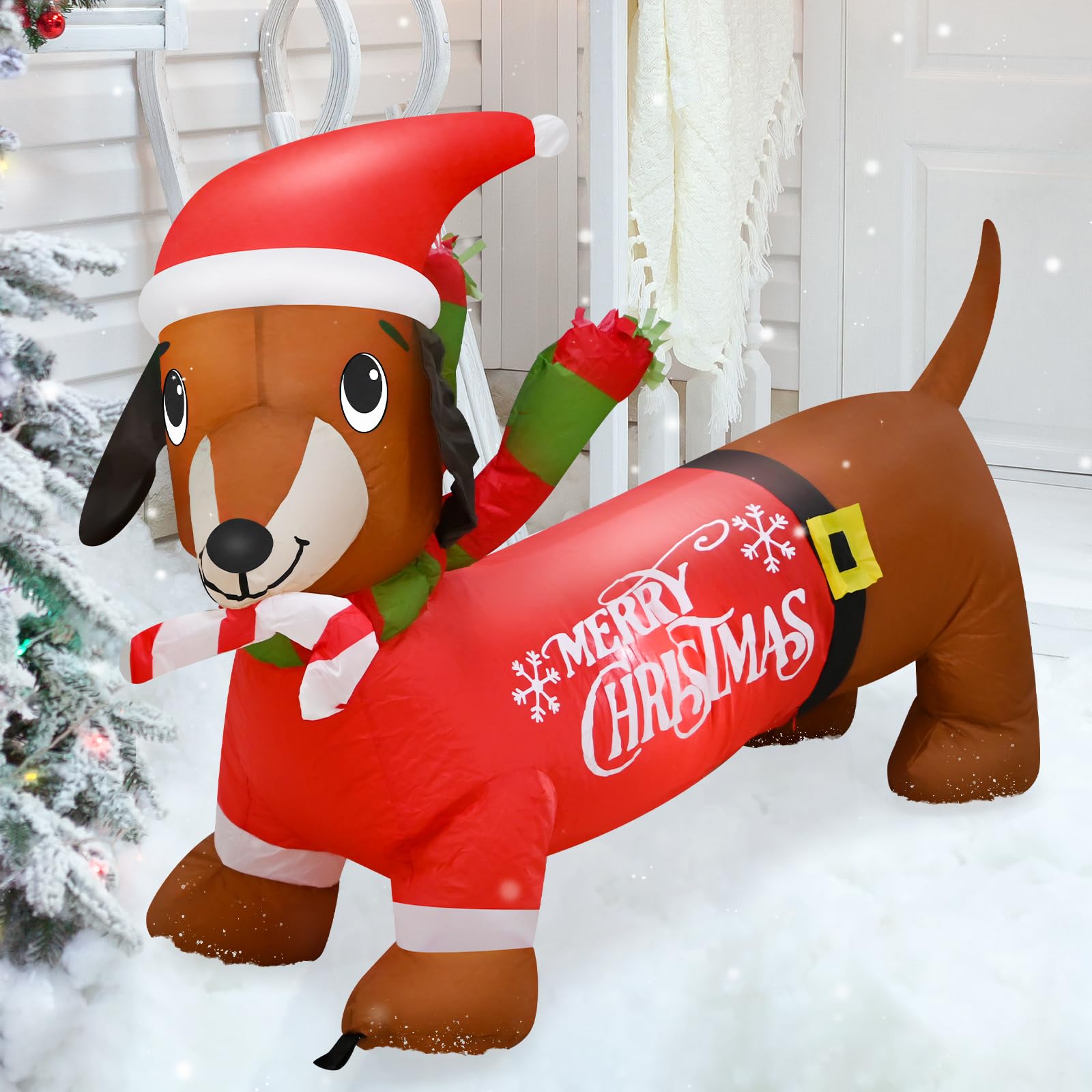 Photo 1 of VENLOIS 8FT Christmas Inflatables Tree and Santa Decoration Blow up with LED Light Indoor Outdoor Yard Graden Party Holiday Lawn Decor
