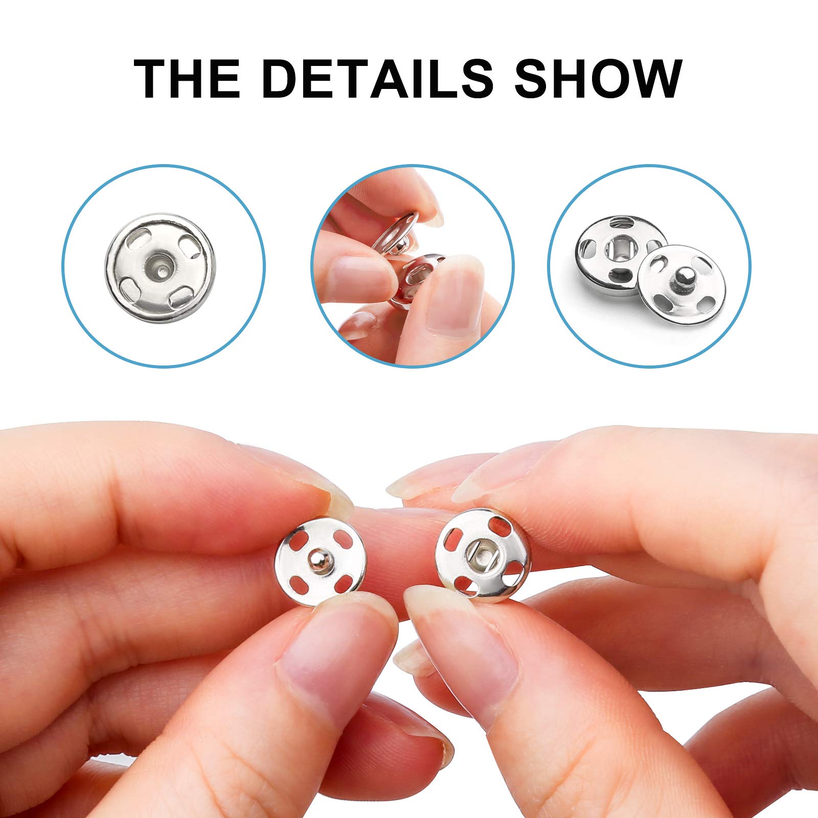 100 Paia Di Bottoni Automatici In Metallo 10 Mm – Nero E Argento, Per Cucito E Fai-da-te
