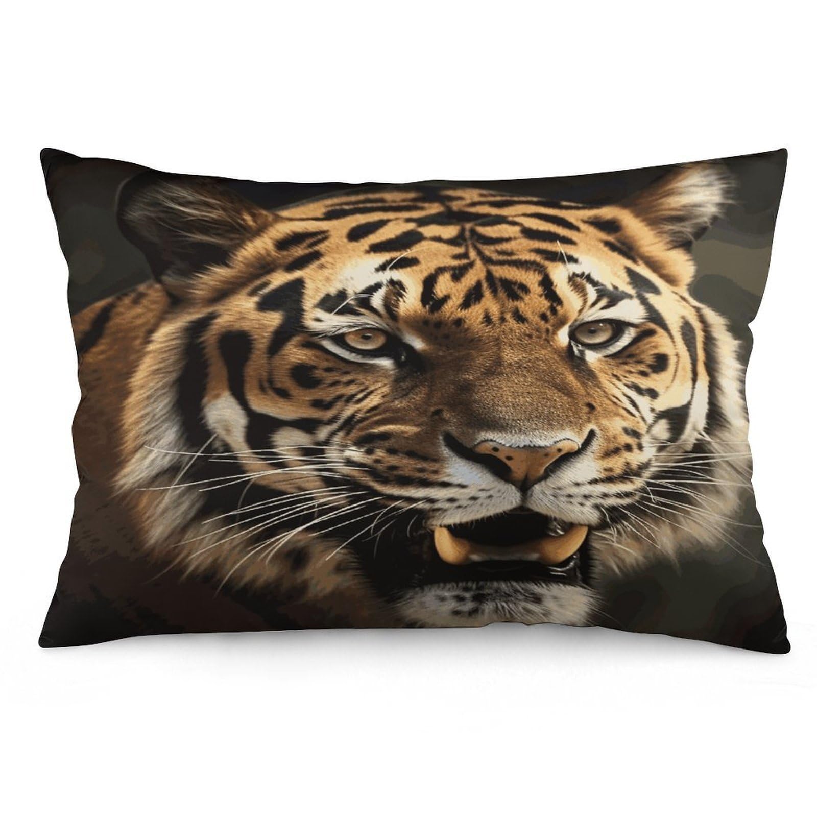 Tiger Throw Pillow Covers with Silent Zipper Polyester Pillow Protectors Removable Pillow Cases Soft Pillowcase Cozy Pillow Sham Cushion Cover for Sofa Car Bed 12 "x20