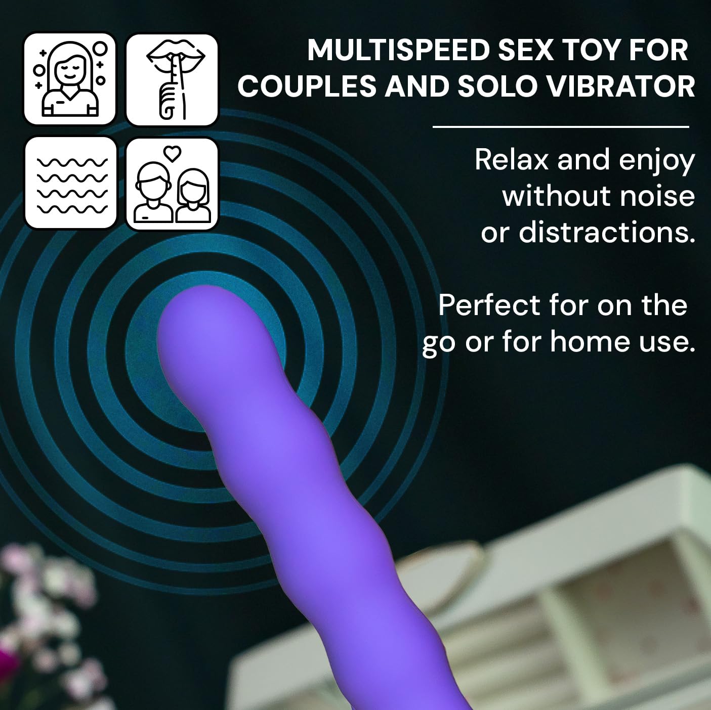 FOPS Vibratore Classico Viola per Donna Multivelocità Regolabile 18cm ⌀3cm Silicone Impermeabile Vibrante Silenzioso Sex Toy per Singolo Coppia W108-2