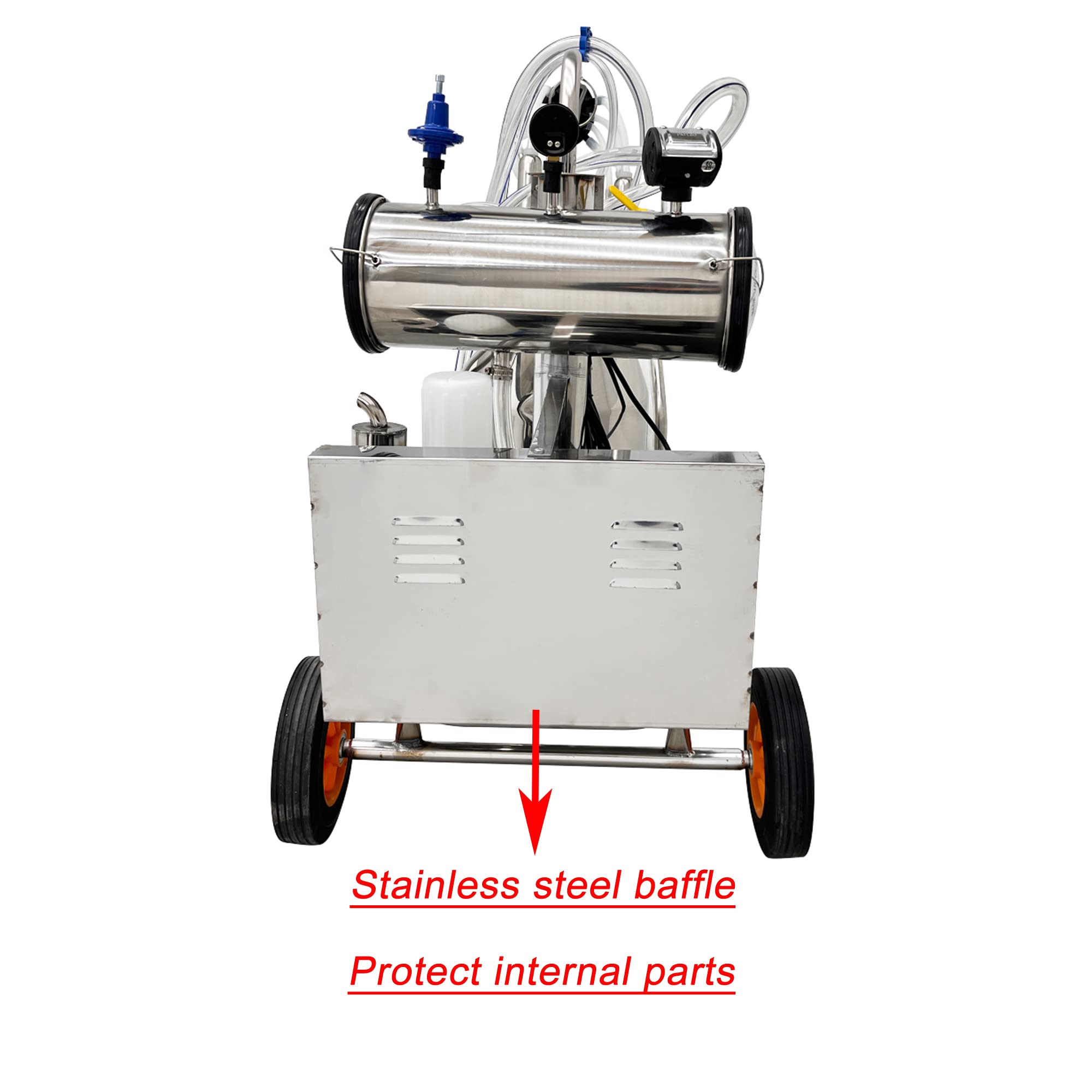 TECHTONGDA 25L Electric Milking Machine – Portable, 10-12 Cows/Hour, Stainless Steel Bucket, Piston Pump, For Cows Sheep Goats, 110V 1.1KW, Heavy-Duty Wheels