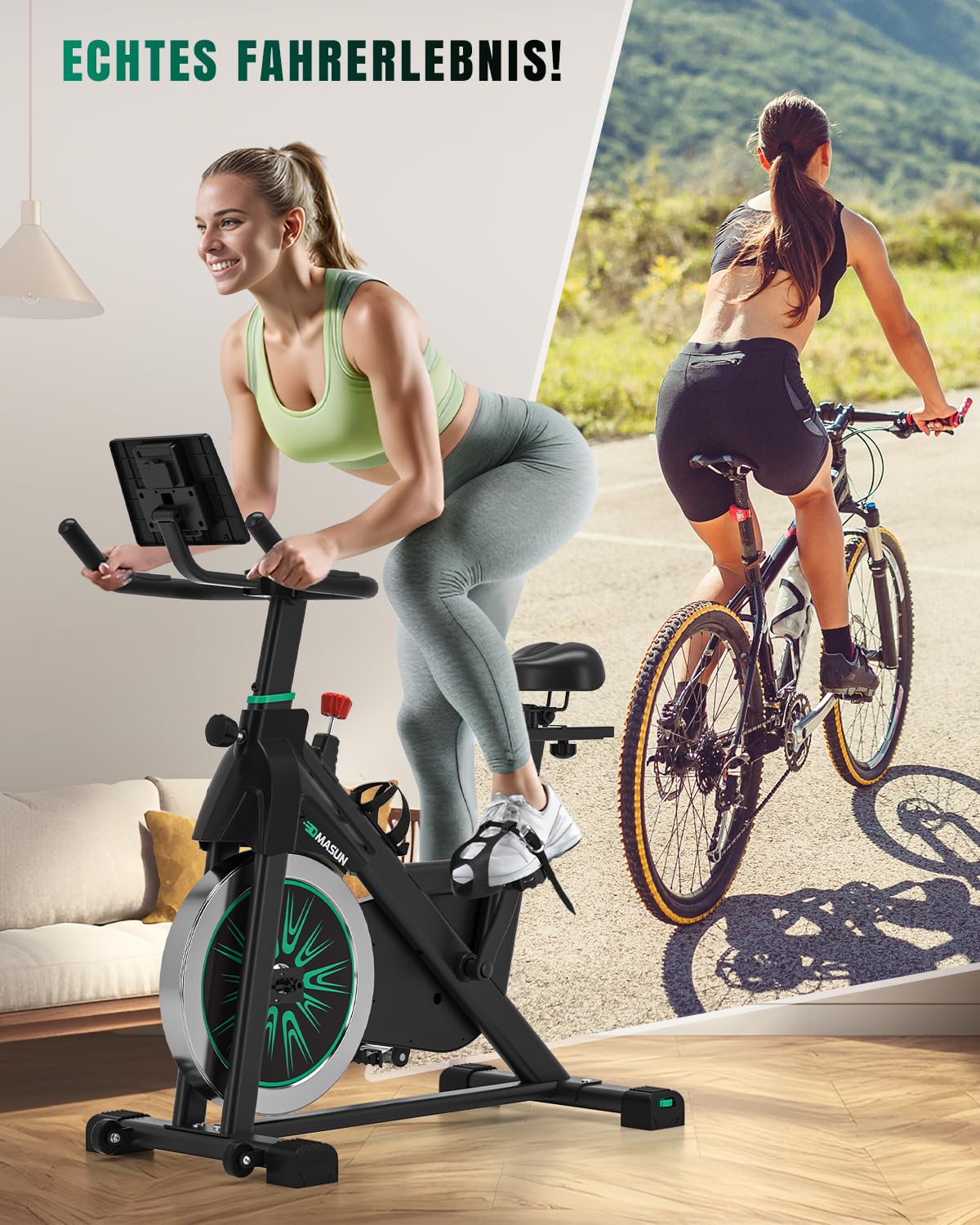 Heimtrainer Fahrrad, DMASUN Hometrainer Fahrrad mit 100% Widerstand, Leise & Stabil, Ergometer mit App Kompatibel & LCD-Monitor, Verbessertes Indoor Fitnessbike für zuhause, 160/180Kg Belastbar