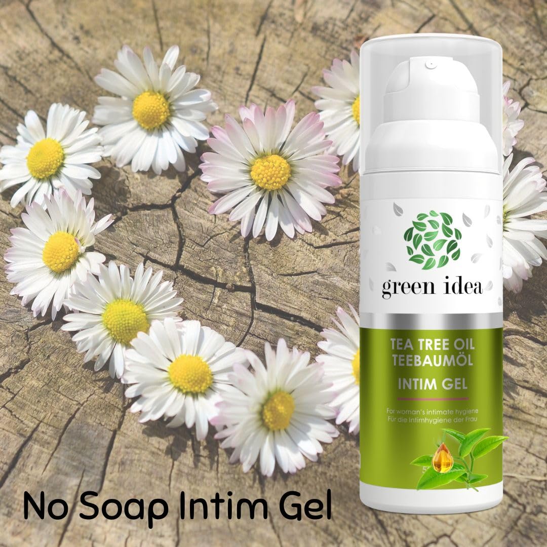 Green idea - Żel intymny dla kobiet z olejkiem z drzewa herbacianego - 100% bez mydła - żel do higieny intymnej - na swędzenie i nieprzyjemny zapach - antybakteryjny - 50 ml