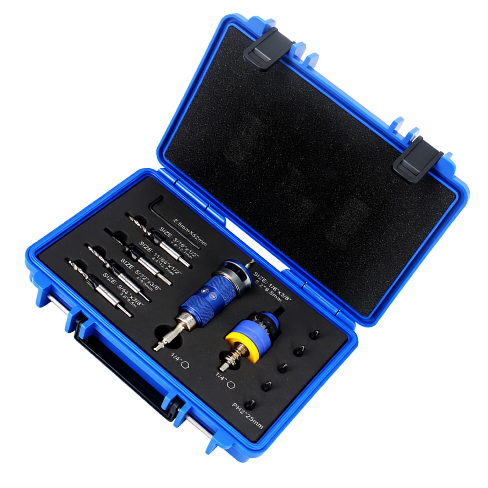 Juego de brocas de acero al carbono con profundidad ajustable para hacer agujeros precisos en proyectos de muebles, 3,2-4,8 mm
