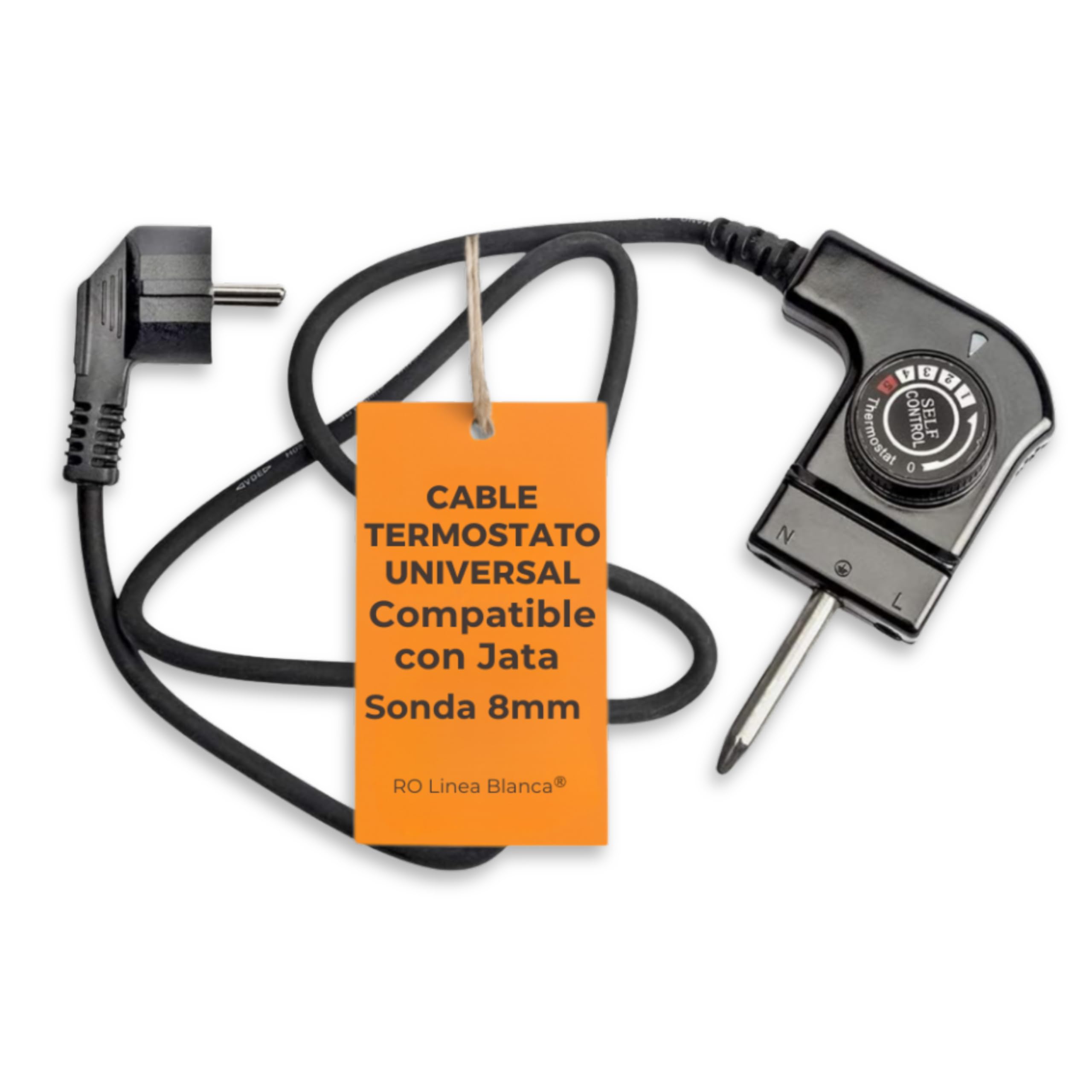 Cable Plancha de Asar con Termostato Universal Recambios Enchufe - 250V 10A 2000W - 2500W Con 5 Niveles - 2 Metros de Largo Repuestos para Princess,Jata ,Fagor - Mejorado 2025