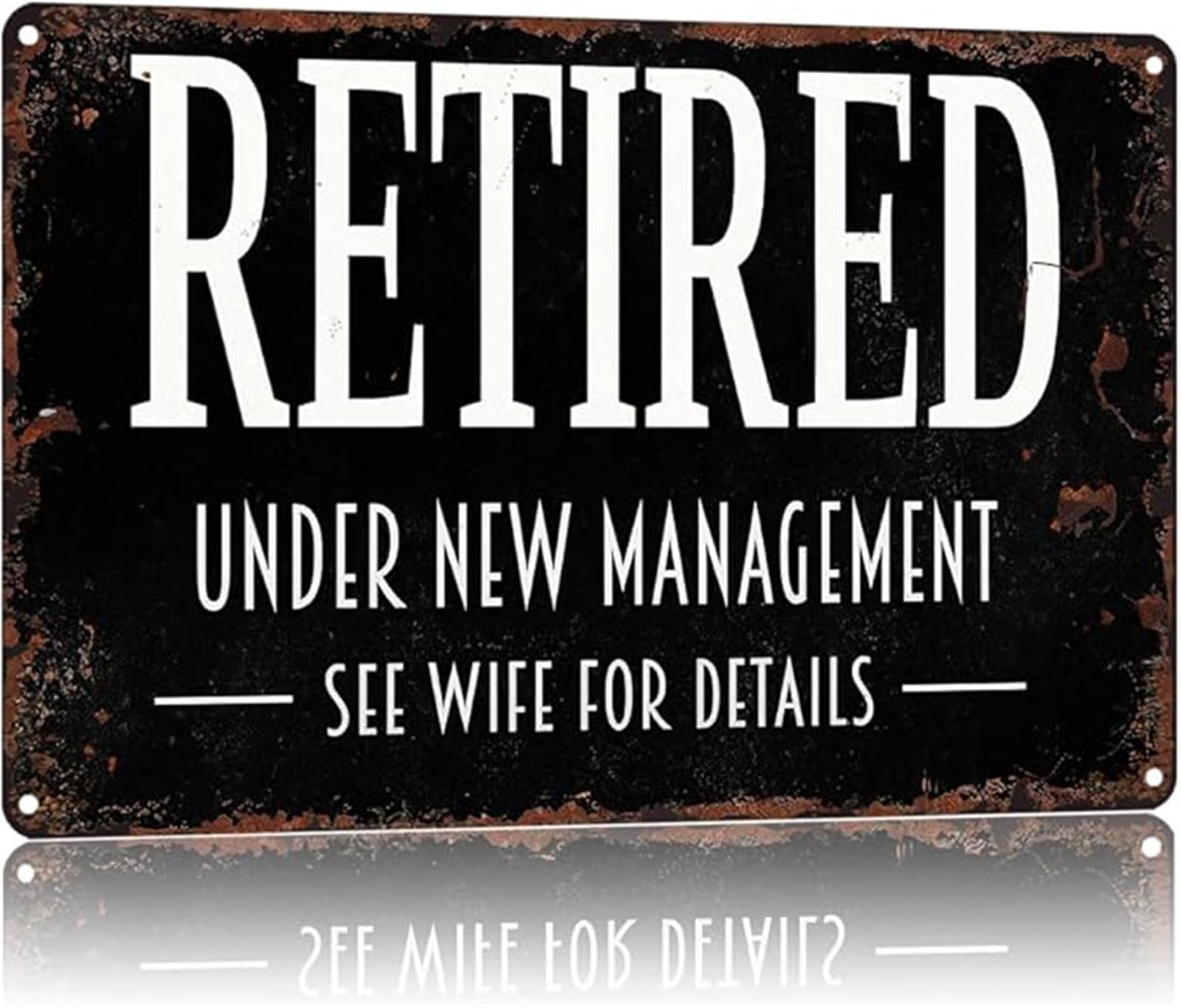 NWPNLXEA Retired Life Humorous Plaque Managed By Wife Aluminum Metal Sign for Man Cave Decor 8 X 12 in