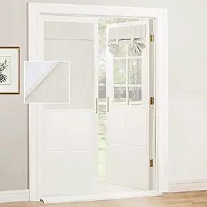 RYB Home Natural Linen Blended Door Curtains 100% Blackout, Room Darkening Privacy Window Covering Thermal Insulated Privacy Shades for Patio Glass/French Door, W26 x L40 inch, 1 Panel