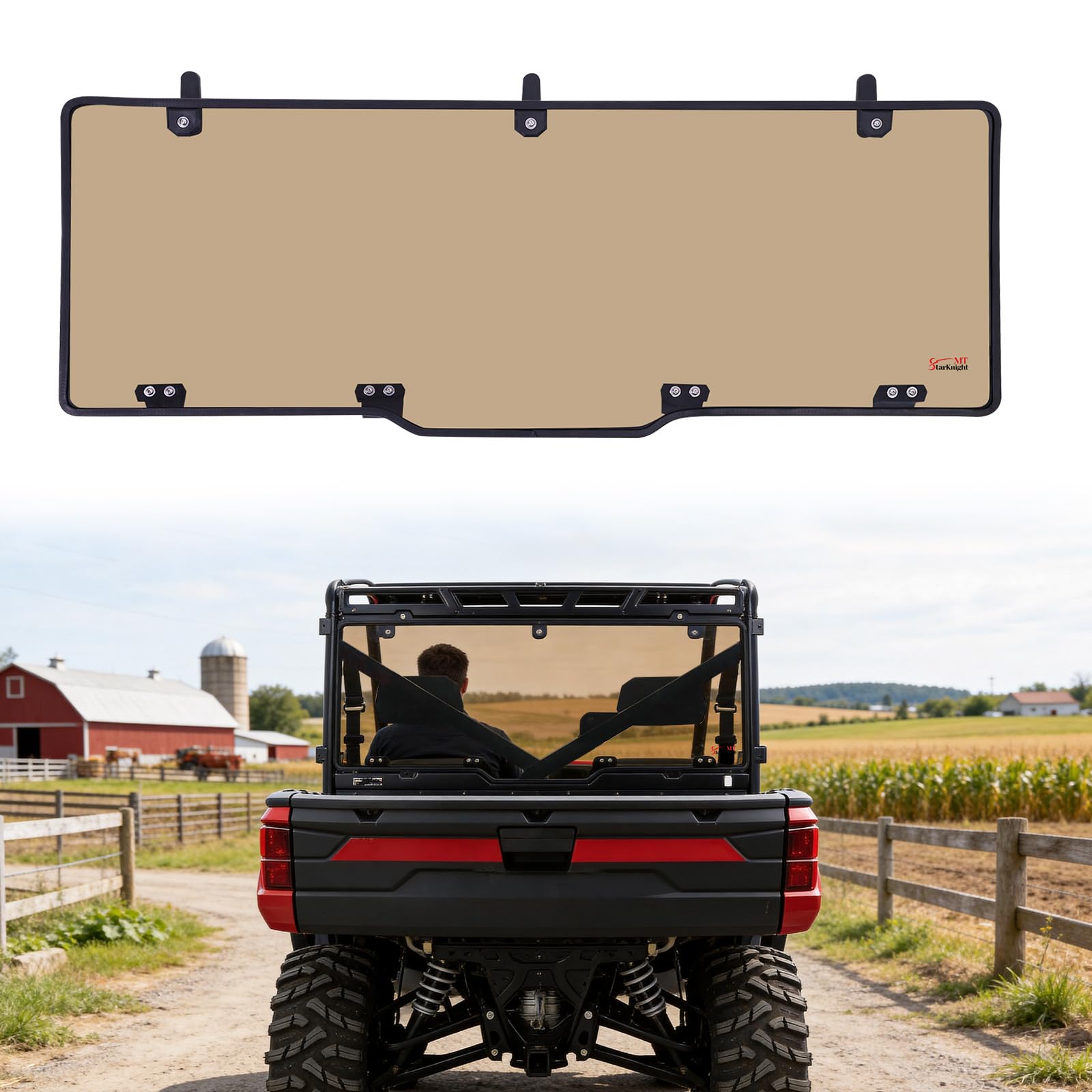 StarknightMT Tinted Rear Windshield Compatible with Polaris Ranger 1000/ XP