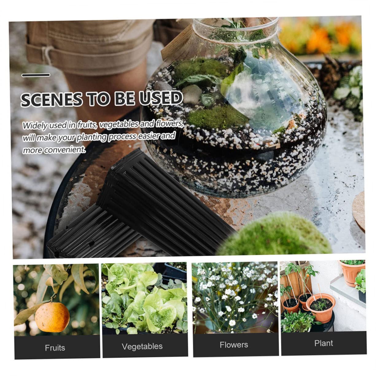 Gatuida Grands Pots de Fleurs Lot de 60 Plastique PP 10x30 cm Aération Plantation