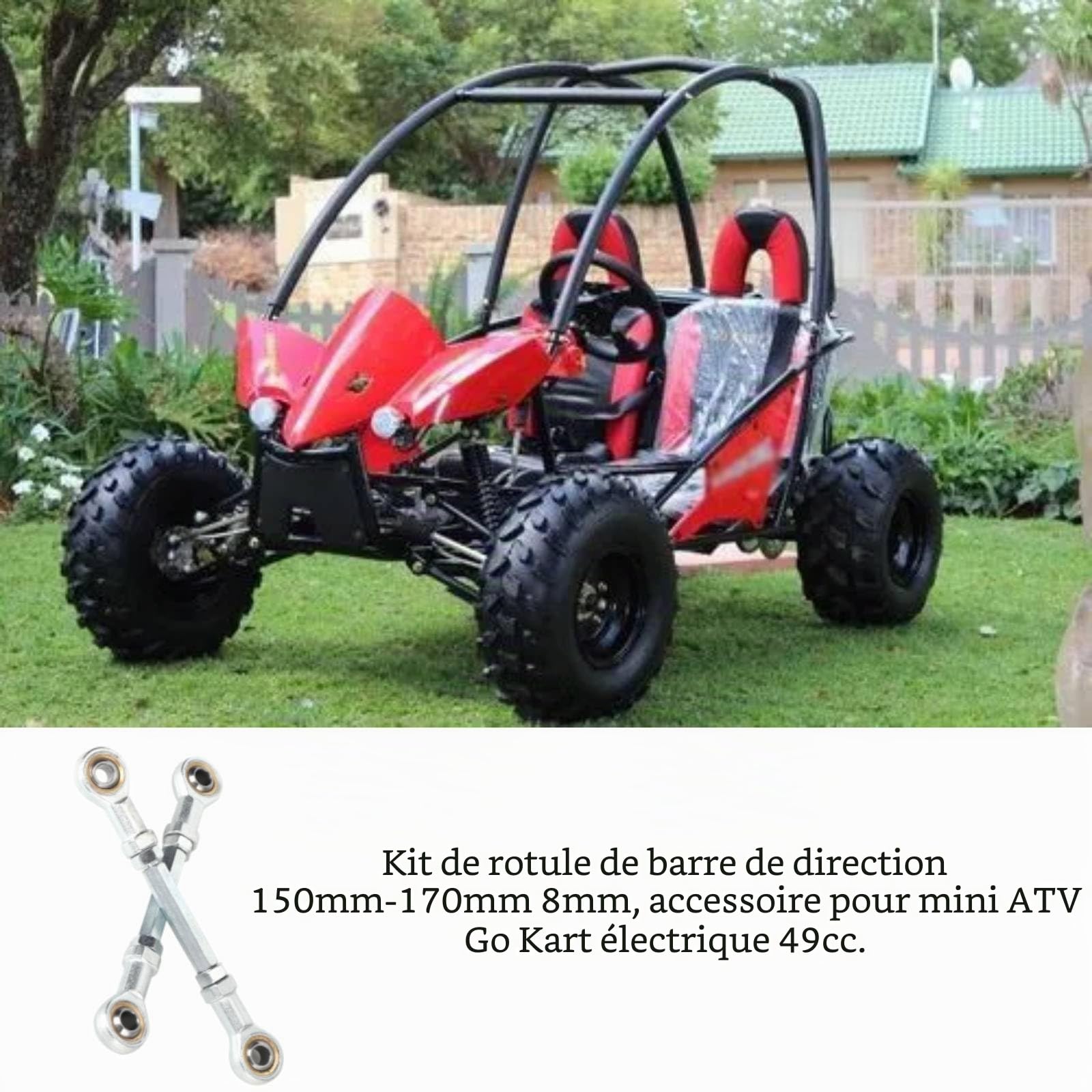 150mm -170mm 8mm Kit de biellette de direction rotule en métal pour 49cc électrique Mini ATV Go Kart 2 pièces Kit Direction Kart Rotul Direction Bielette De Direction