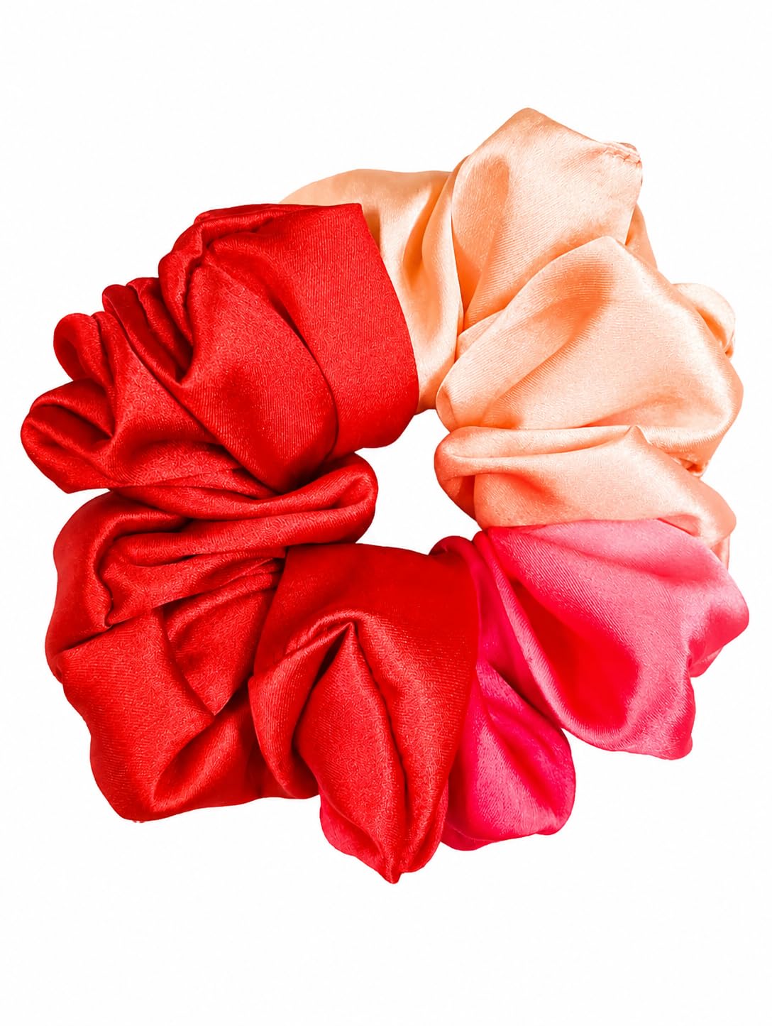 Satin Hair Scrunchie, Multicolour Ombre, Oversized | Red & Peach Tones, Smooth Satin Fabric, Ponytail & Bun Use, Gentle on Hair, Stylish Hair Tie-image-32