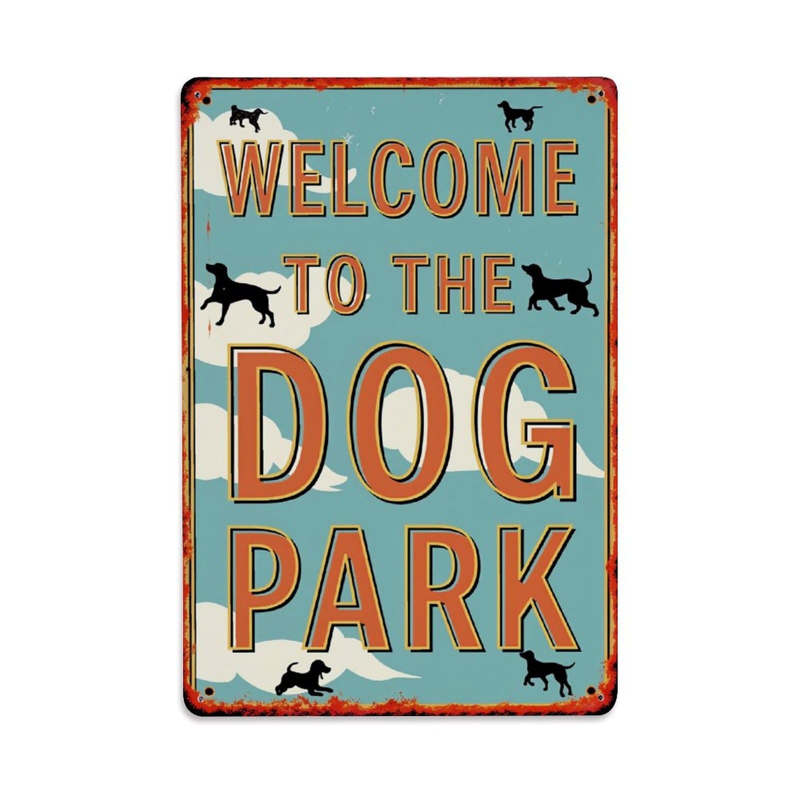 Enderetf Vintage Welcome To The Dog Park Tin Sign Metal Poster, Home Bar Garage Man Cave Cafe Indoor & Outdoor Wall Decoration 8X12inches