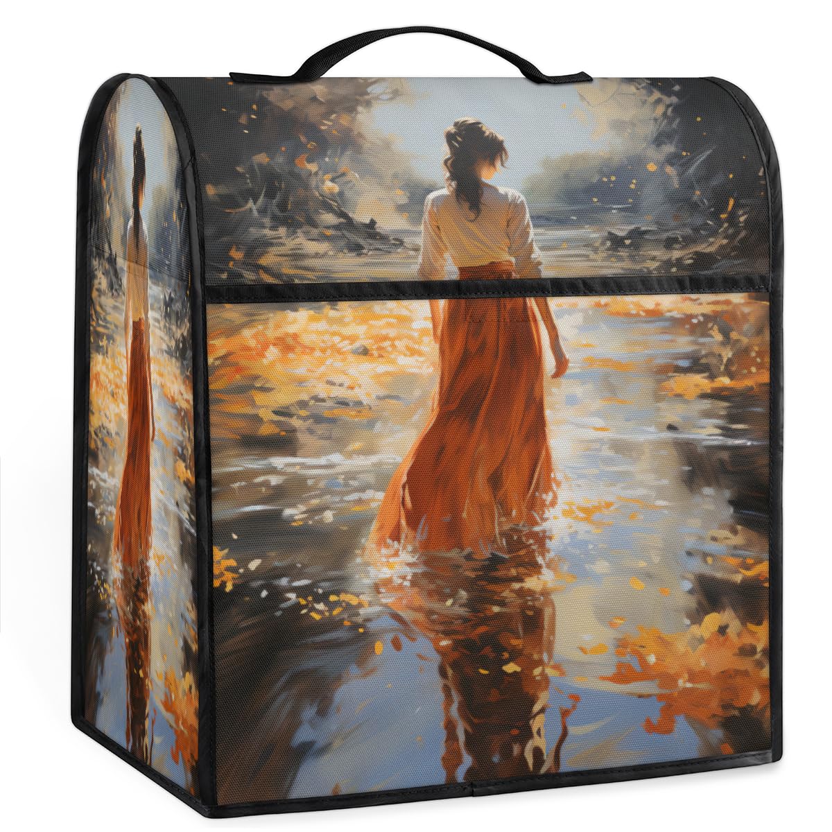 Coffee Maker Cover Beautiful Girl Oil Painting Kitchen Appliance Covers Small Appliance Covers Blender Cover Juicer Cover Dust Covers for Kitchen Appliances with Top Handle and Pockets,Washable,C728