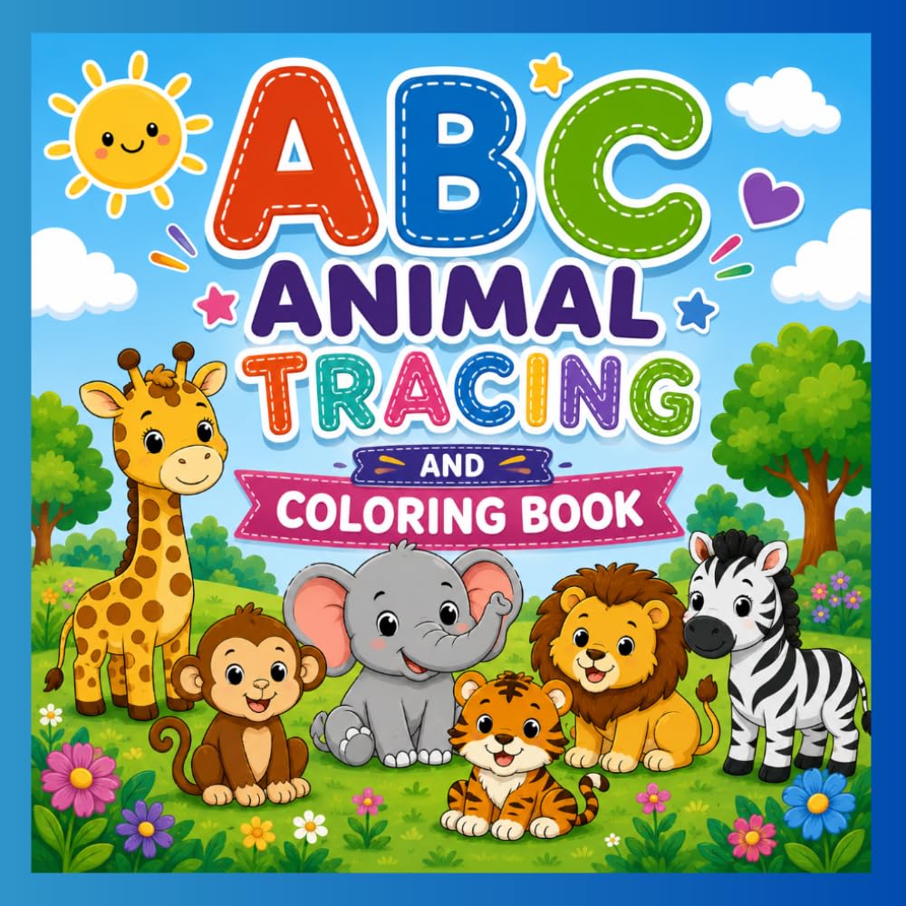 ABC ANIMAL TRACING AND COLORING BOOK: Learn the Alphabet with Cute Animals!