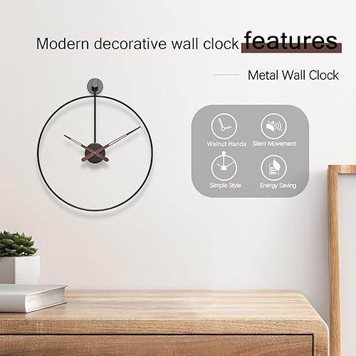 Miniatura 3 de JoFomp Reloj de pared moderno decorativo de metal silencioso para decoración de sala de estar, relojes de pared de 12 pulgadas, funciona con pilas,