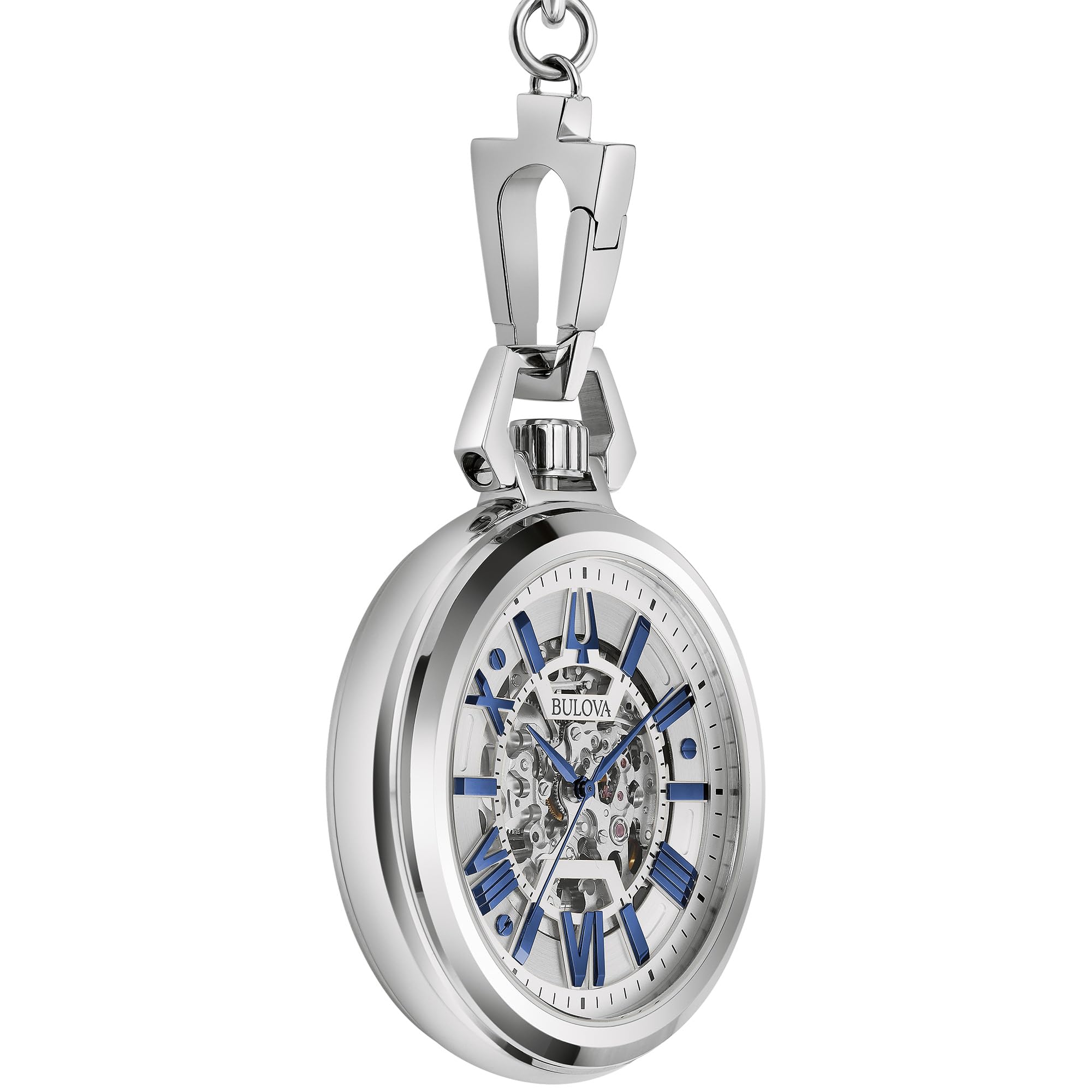 Bulova Orologio da taschino classico da uomo Sutton automatico, quadrante a 3 lancette in acciaio inox con catena staccabile, stile: 96A304
