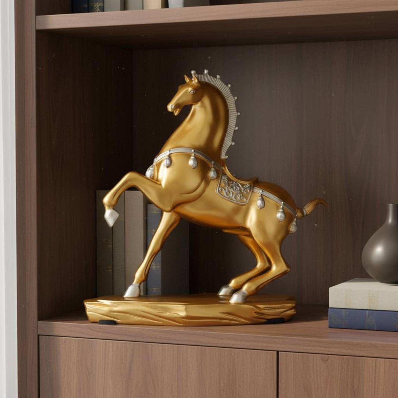 Ritterfigur mit Gepanzerter Reiterstatue Mittelalter Dekofigur aus Robustem Kunstharz mit Klassischem Vintage-Charme für Haus Wohnzimmer Schreibtisch Dekoration, 28-13-48cm Neu