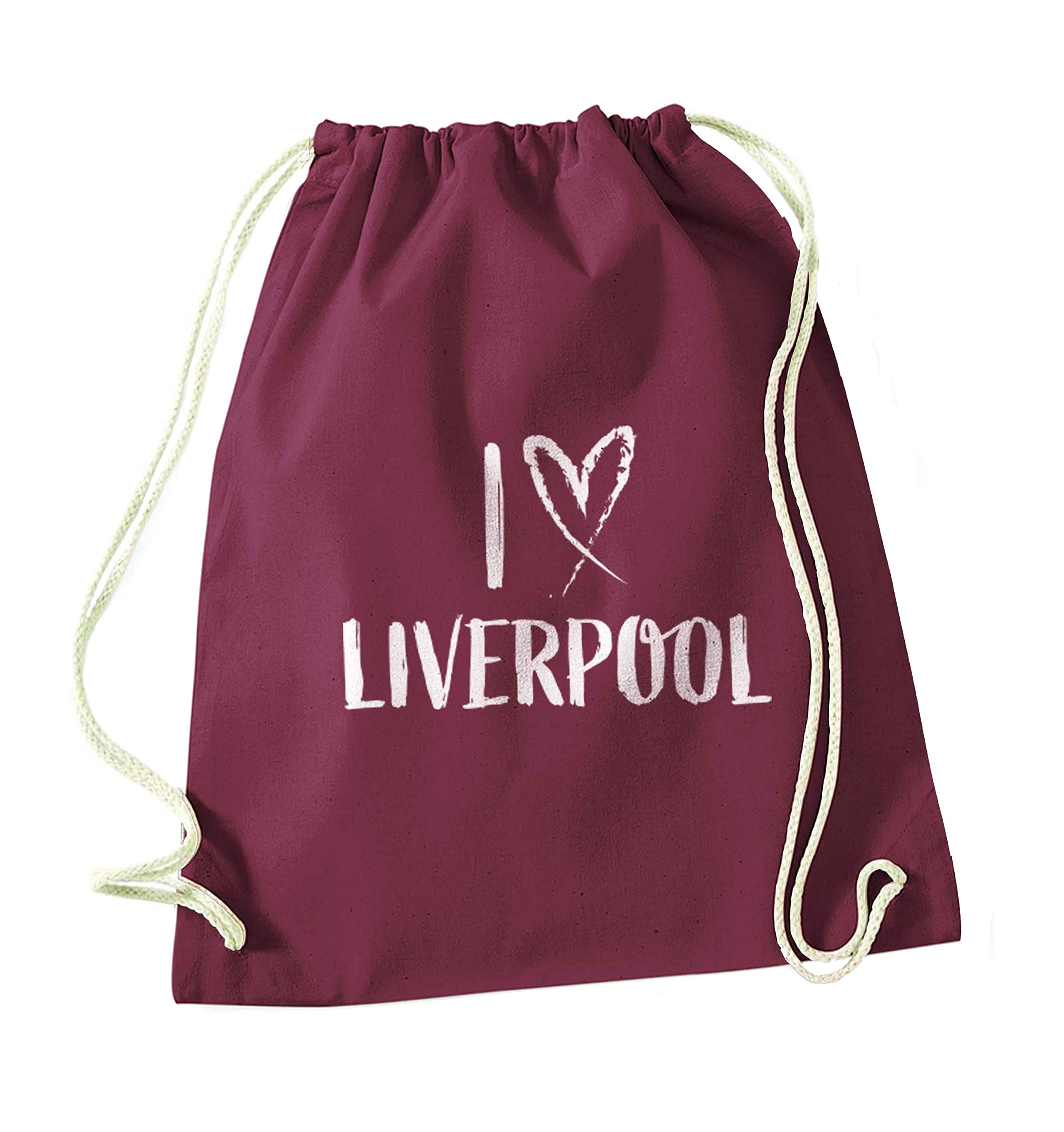 Flox Creative Maroon Drawstring Bag I Love Liverpool