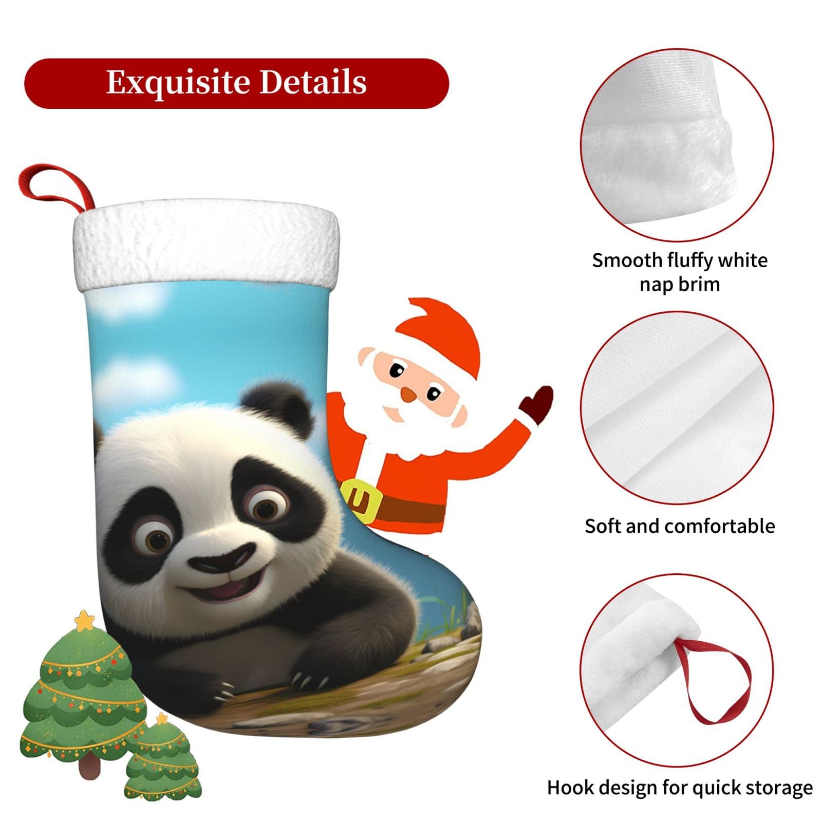 MONIKAR Lovely Pandas - Calze decorative natalizie da 45 cm, per