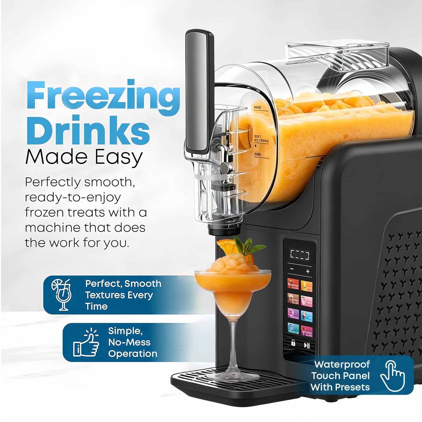 BANGBANGJI Máquina de Granizados Heladera 2L, 6 Programas, Pantalla LED, Autolimpieza, Temperatura Ajustable, para Margaritas, Frappés, Batidos Y Más Black