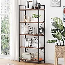 46Treeform Industrial 5 Tier Bookshelf, Rustic Small Book Shelves for Small Spaces, Short Wood Metal Etagere Bookcase for Living Room, Bedroom and Office