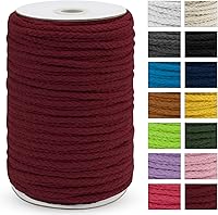 Vista 14 de JeogYong - Cuerda de macramé trenzada 5mm x 90m, cuerda de algodón trenzada de 8 hebras natural, cuerda de cordón de dibujo colorida para colgar