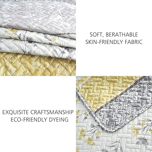 Miniatura 10 de JML Juego de colcha de microfibra cepillada, 3 piezas, suave y transpirable, ropa de cama ligera, estampada.